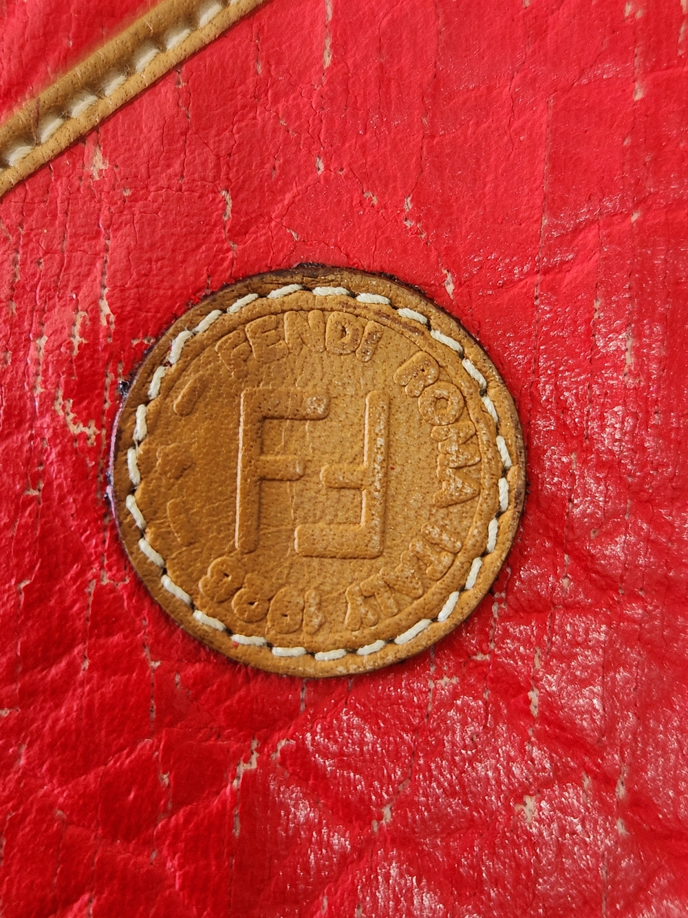 Fendi Roma Red Leather Key Holder - "1980s"